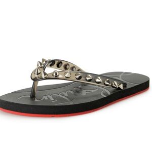 Christian Louboutin Women's LOUBI FLIP SPIKES Flip Flops Sandals Shoes!